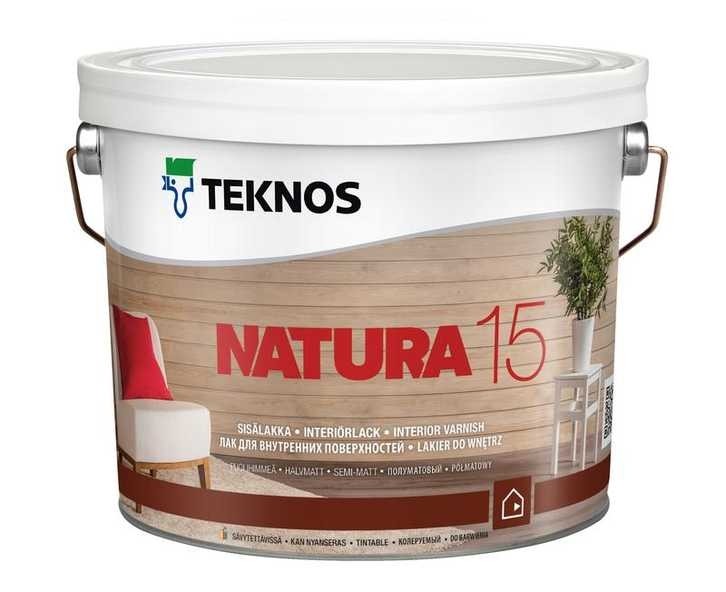 Teknos Natura 15  по выгодной цене акриловый лак для дерева .