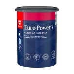 фото: Tikkurila Euro Power 7, 0.9л, краска моющаяся для стен и потолков, матовая, база А