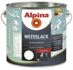 фото: Alpina Weisslack (Альпина Вейслак) - Алкидная эмаль для дерева и металла, матовая (2,5л)