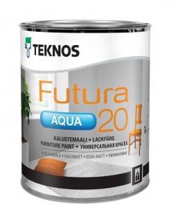 фото: Teknos Futura Aqua 20 (Текнос Футура Аква 20), База РМ1 - Полуматовая краска на уретано-алкидной основе для внутренних работ.
